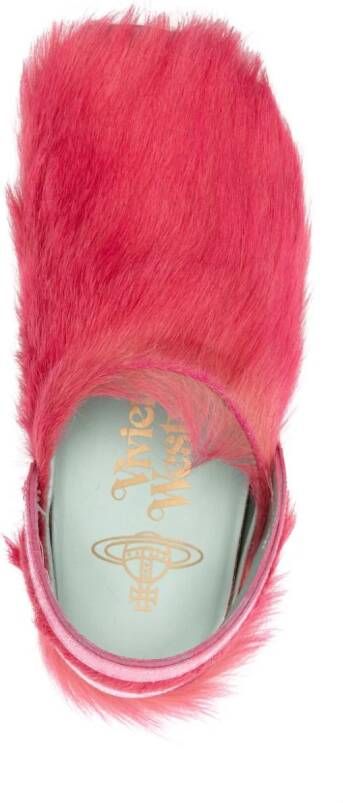 Vivienne Westwood logo-engraved fur slippers Red