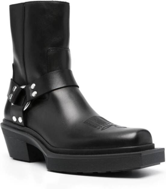 VTMNTS Harness 70mm leather ankle boots Black