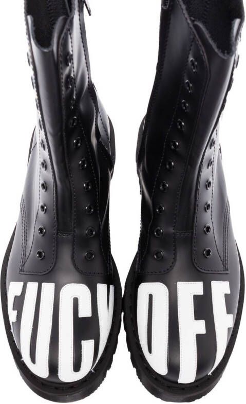 VTMNTS slogan-print army boots Black