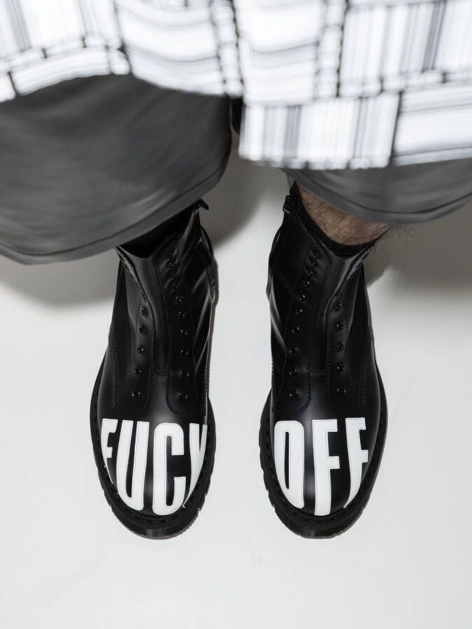 VTMNTS slogan-print army boots Black