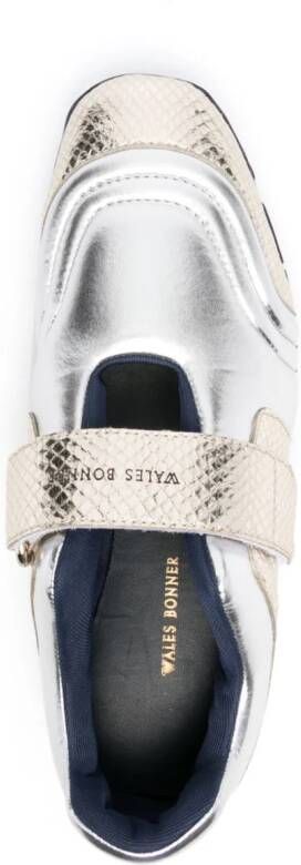 Wales Bonner Jewel touch-strap metallic sneakers Silver