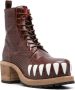Walter Van Beirendonck 75mm crocodile-embossed effect leather boots Brown - Thumbnail 2