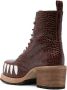 Walter Van Beirendonck 75mm crocodile-embossed effect leather boots Brown - Thumbnail 3