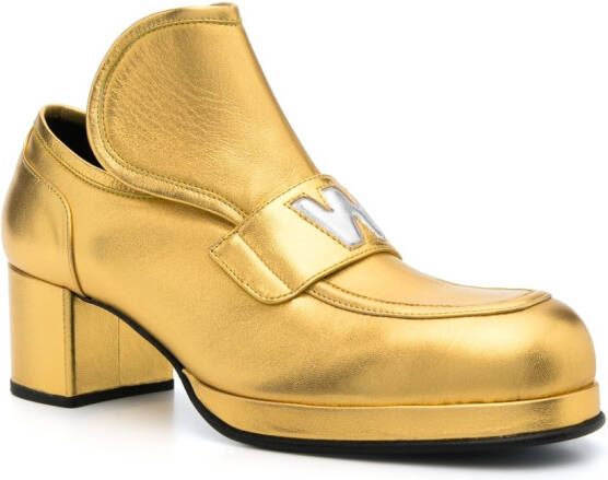 Walter Van Beirendonck Love 65mm mid-block-heel loafers Gold