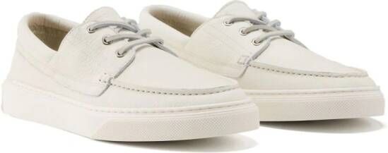 Woolrich grained-leather boat shoes White