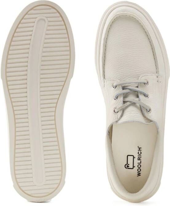Woolrich grained-leather boat shoes White