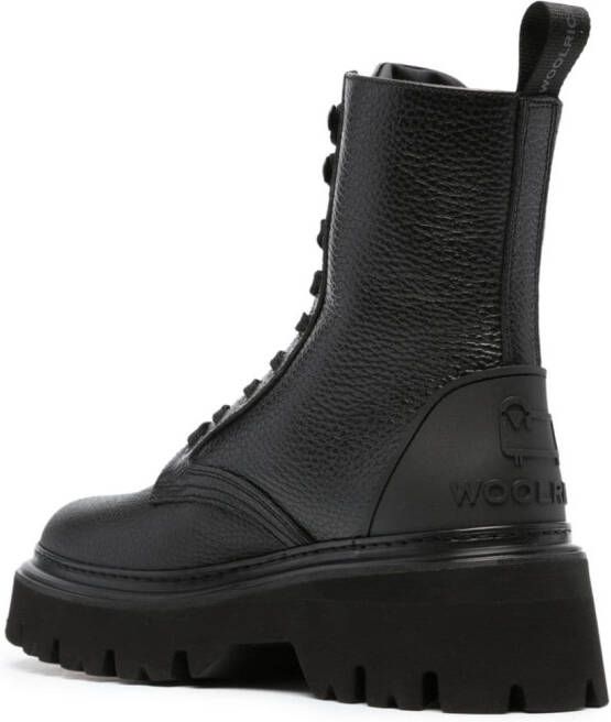 Woolrich lace-up ankle leather boots Black