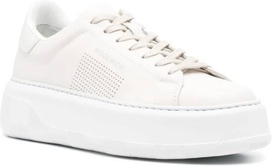 Woolrich logo-print leather sneakers Neutrals
