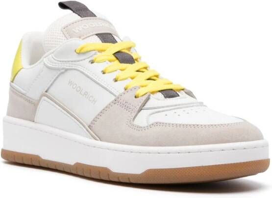 Woolrich logo-print panelled leather sneakers White
