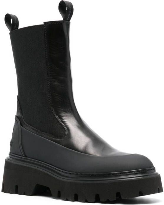Woolrich round-toe leather ankle boot Black