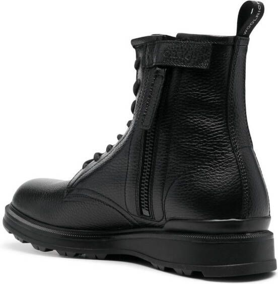 Woolrich side-zip leather boots Black