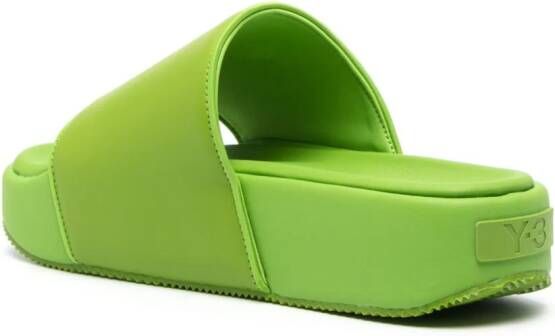 Y-3 flatform square-toe slides Green