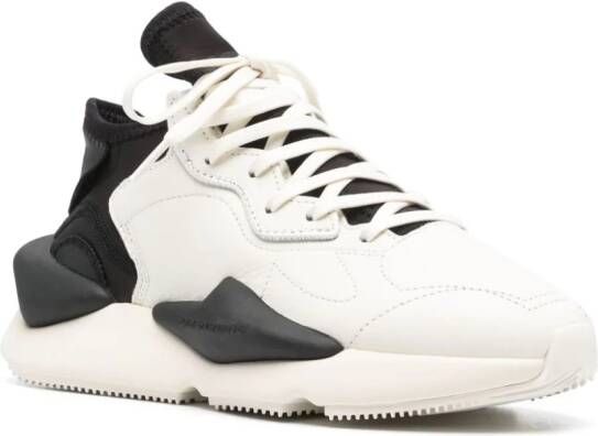 Y-3 Kaiwa panelled leather sneakers Neutrals