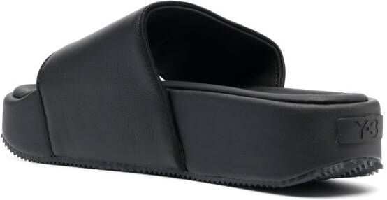 Y-3 plain leather slides Black