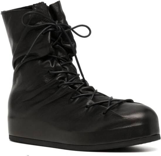 Yohji Yamamoto crinkled-finish leather ankle boots Black