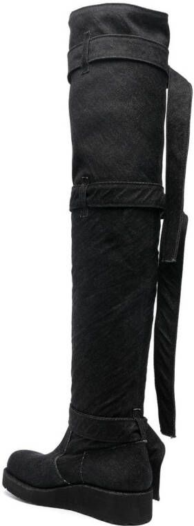 Yohji Yamamoto D-ring buckle belt detail boots Black