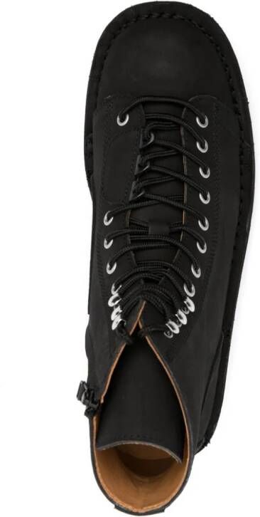 Yohji Yamamoto lace-up leather ankle boots Black