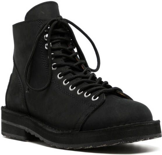 Yohji Yamamoto lace-up leather ankle boots Black