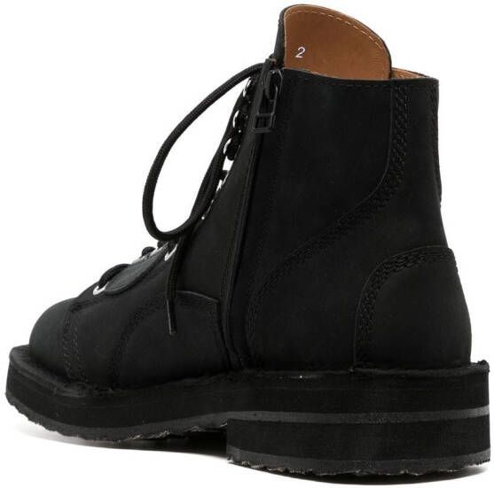 Yohji Yamamoto lace-up leather ankle boots Black