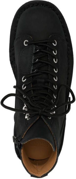 Yohji Yamamoto lace-up leather ankle boots Black