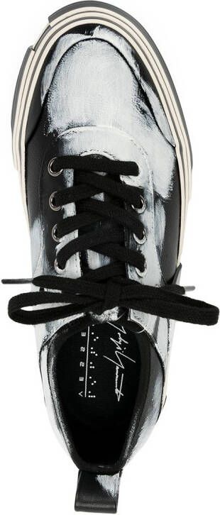 Yohji Yamamoto paint-print platform sole sneakers Black