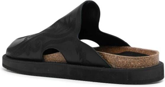 Y's embroidered leather sandals Black