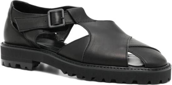 Y's Gurkha leather sandals Black