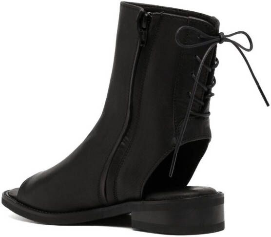 Y's open-toe lace-up boots Black