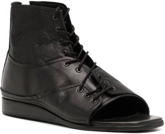 Y's open-toe leather boots Black