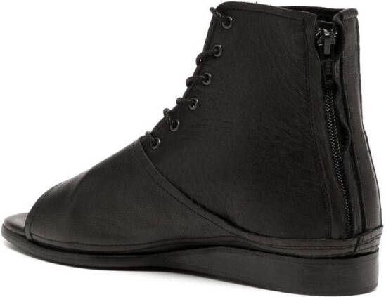 Y's open-toe leather boots Black