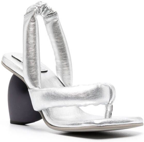 YUME 105mm heart shape-heel metallic sandals Silver
