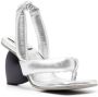 YUME 105mm heart shape-heel metallic sandals Silver - Thumbnail 2