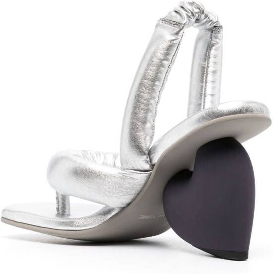 YUME 105mm heart shape-heel metallic sandals Silver