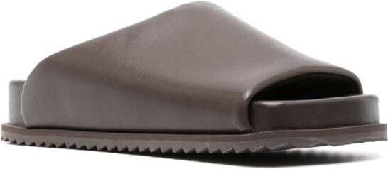 YUME faux-leather slip-on slides Brown