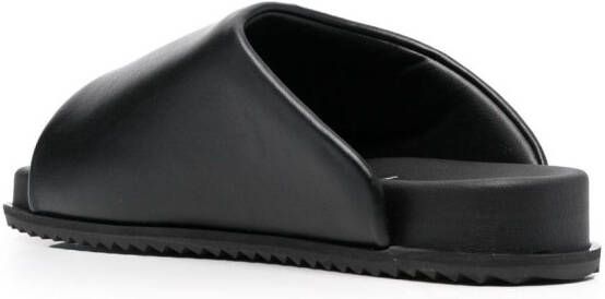 YUME Finn open-toe leather slides Black