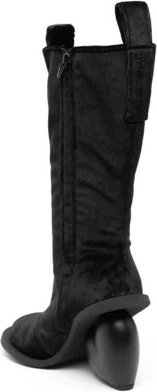 YUME Love 115mm velvet mid-calf boots Black