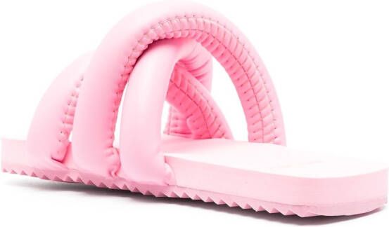 YUME rounded-strap flat slides Pink