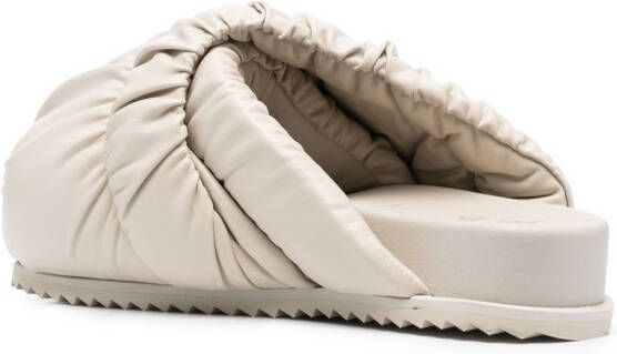 YUME ruched quilted slippers Neutrals