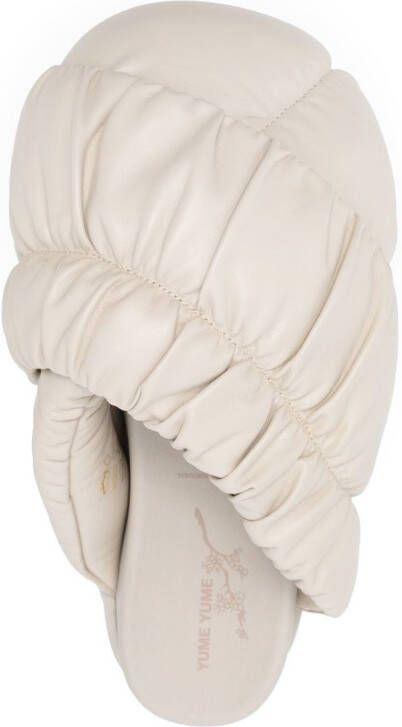 YUME ruched quilted slippers Neutrals