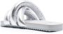 YUME Tyre crossover-strap faux-leather slides Silver - Thumbnail 3