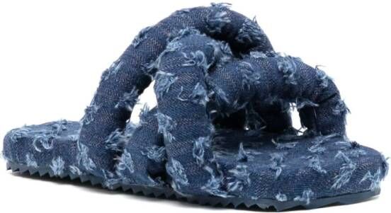 YUME Tyre padded denim slides Blue