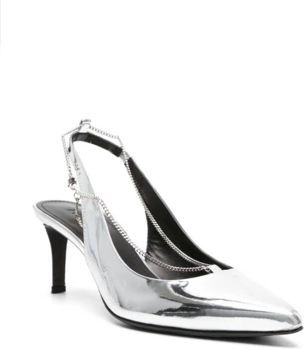 Zadig&Voltaire 68mm First Night Court leather pumps Silver