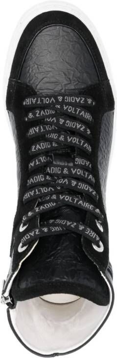 Zadig&Voltaire High Lash crinkled-finish leather sneakers Black