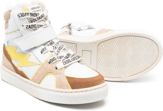 Zadig & Voltaire Kids logo-lace hi-top sneakers White