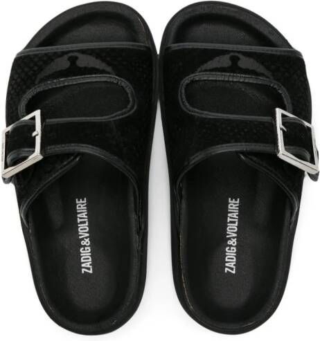 Zadig & Voltaire Kids wings-motif buckled sandals Black