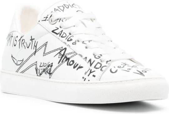 Zadig&Voltaire La Flash graffiti-print sneakers White