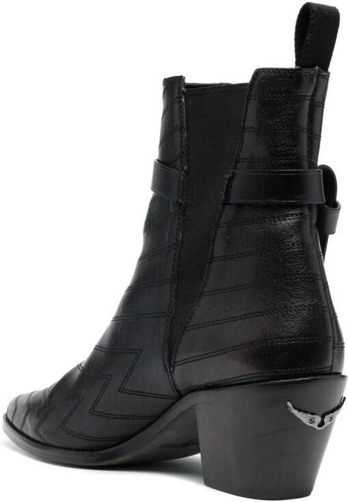 Zadig&Voltaire leather cuban ankle boots Black