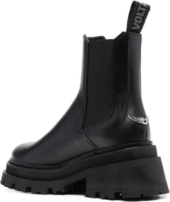 Zadig&Voltaire round-toe leather ankle boots Black