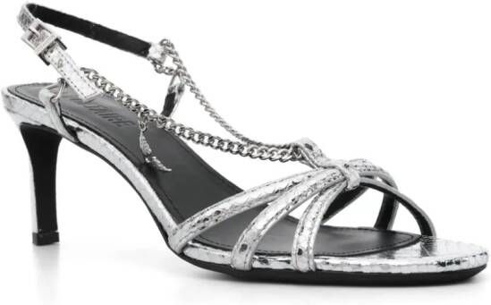 Zadig&Voltaire Sleepless 60mm embossed leather sandals Silver