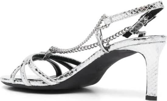 Zadig&Voltaire Sleepless 60mm embossed leather sandals Silver